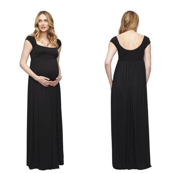 Rachel Pally Isa Black Cap Sleeve Empire Maxi Dress Size Medium - Picture 6 of 7